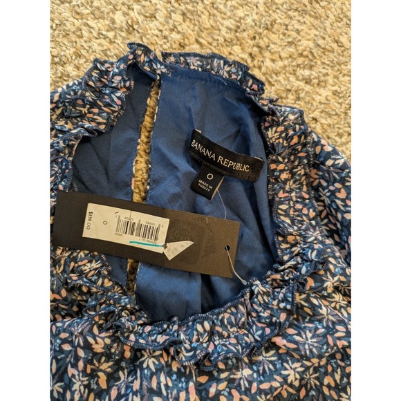 Banana Republic NEW Dress Blue Floral Size 0 Long Sleeve High Neck. - Picture 6 of 6